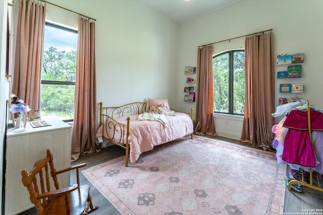 bedroom with hardwood / wood-style flooring