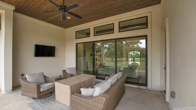 view of patio / terrace featuring ceiling fan