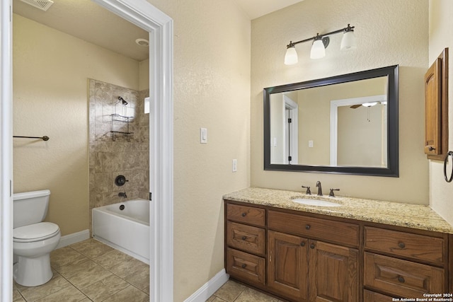100 Vintage Ranch Cir, La Vernia, TX 78121 - full bath featuring tile patterned flooring, vanity, toilet, baseboards, and bathtub / shower combination