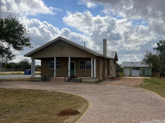 view of front of property with a front lawn and a porch