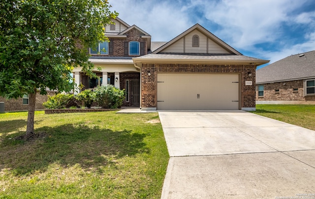 craftsman-style house with a front lawn and a garage