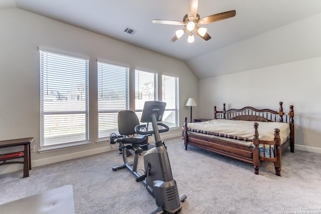 216 Paint Crk, Boerne, TX 78006 - bedroom featuring vaulted ceiling, baseboards, carpet, and a ceiling fan