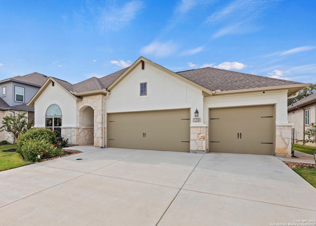 view of front of house with a garage