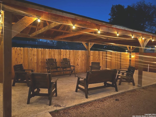 view of patio at twilight