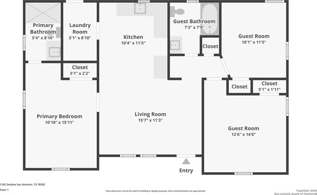 1102 Onslow, San Antonio, TX 78202 - floor plan / room layout