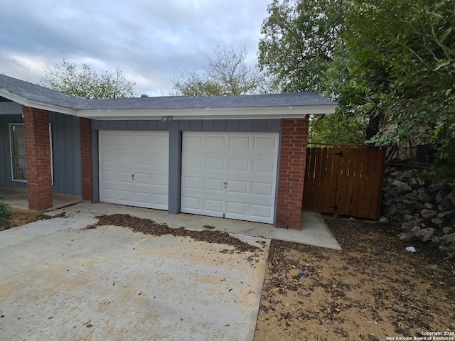 view of garage