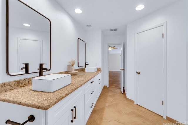 bathroom with vanity and ceiling fan