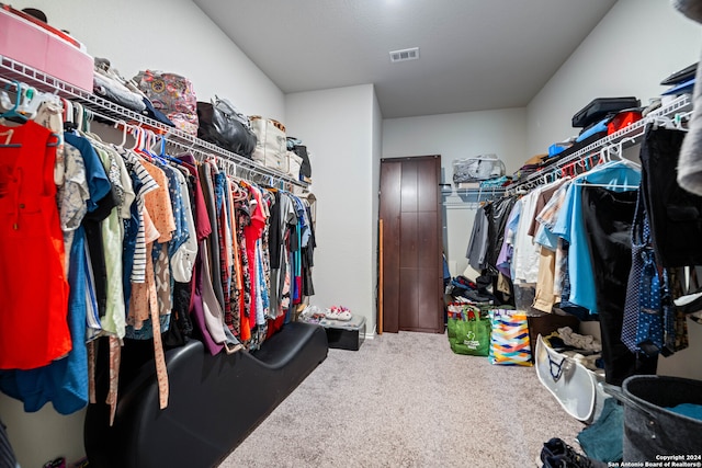 spacious closet featuring carpet flooring