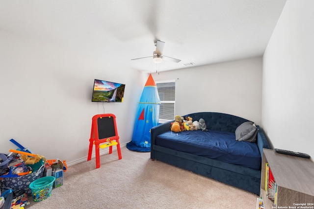 interior space featuring ceiling fan