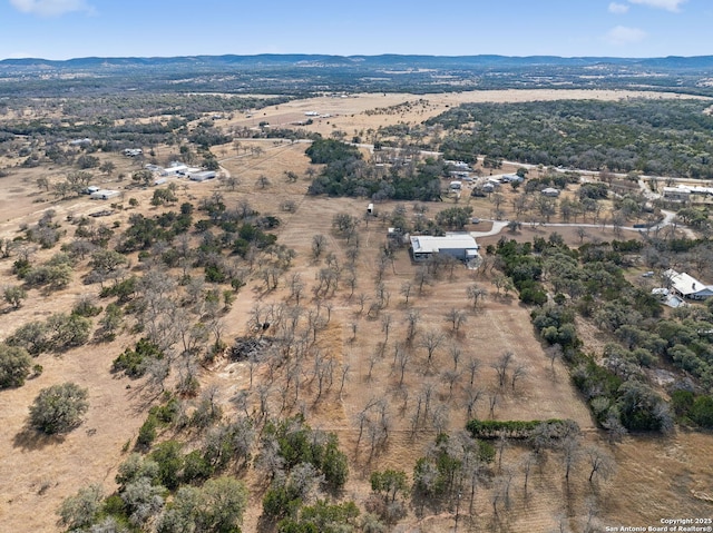 drone / aerial view featuring a mountain view