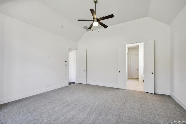 228 Dulce, Boerne, TX 78006 - unfurnished bedroom featuring lofted ceiling, carpet floors, baseboards, and a ceiling fan