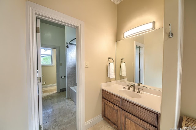 bathroom featuring shower / bath combination and vanity