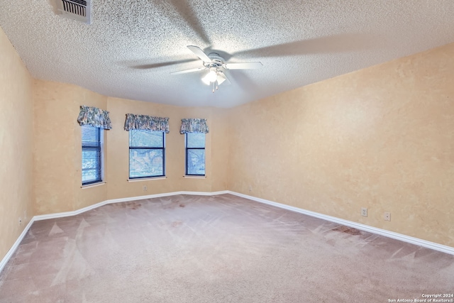 empty room featuring carpet flooring and a textured ceiling