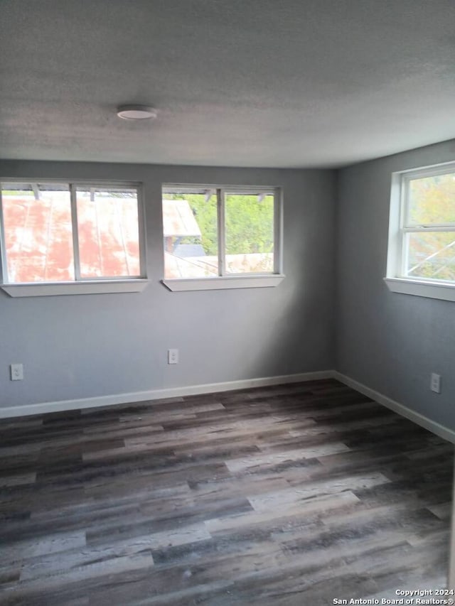 unfurnished room featuring dark wood-type flooring and a wealth of natural light