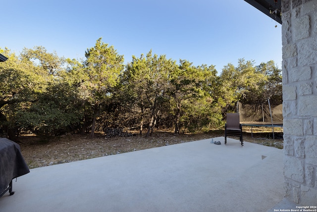 view of patio / terrace featuring grilling area and a trampoline