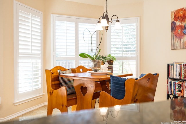 dining room featuring an inviting chandelier