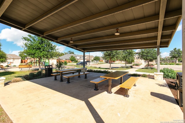 view of patio with a playground