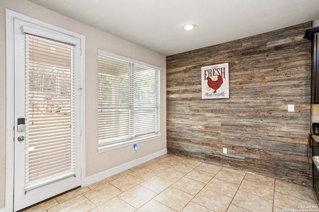 interior space with wood walls