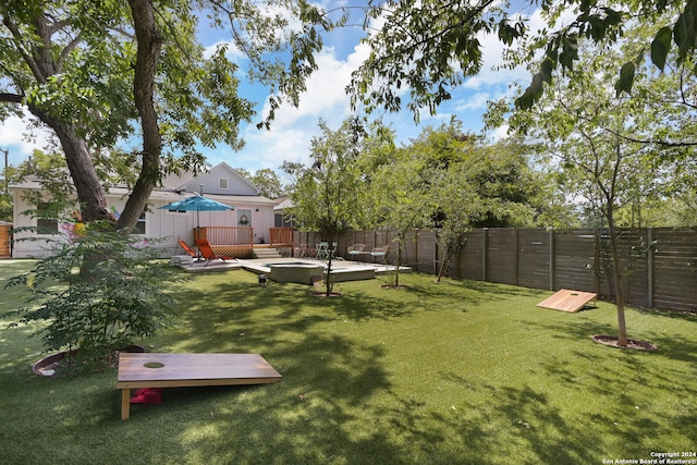 view of yard featuring a deck