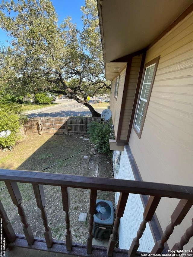 balcony with central AC unit