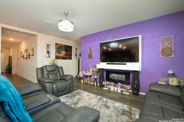 living room with hardwood / wood-style floors