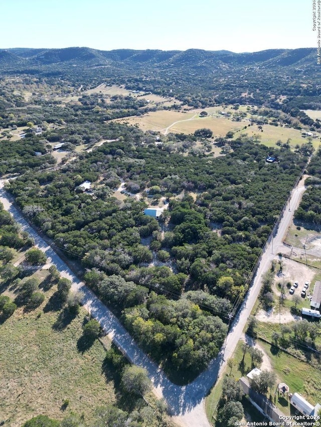 bird's eye view with a mountain view