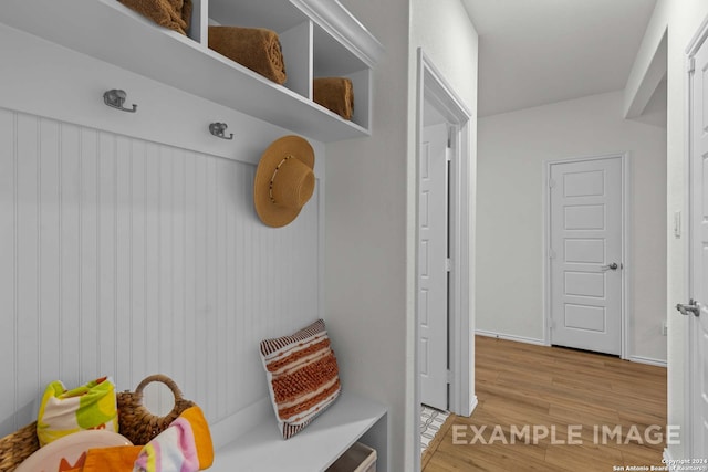 mudroom featuring light hardwood / wood-style flooring