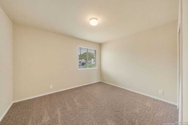 unfurnished room featuring carpet and a textured ceiling