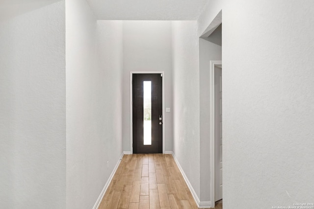 doorway with light hardwood / wood-style floors