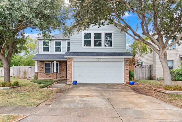 front facade with a garage