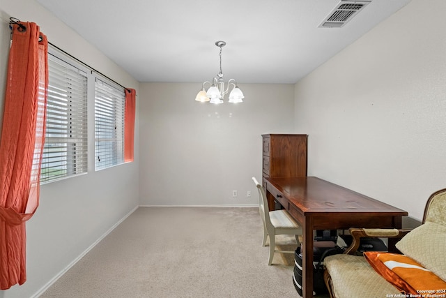 7303 Autumn Flower, Converse, TX 78109 - office area with light carpet, a chandelier, and baseboards