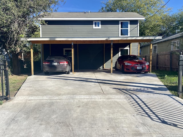 exterior space featuring a carport