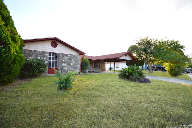 exterior space featuring a carport