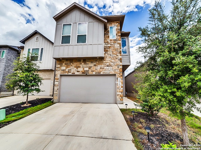 view of front of home with a garage