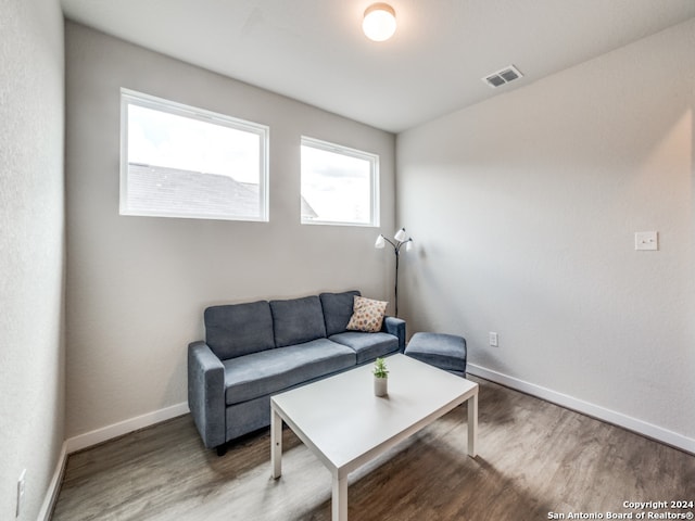 living room with hardwood / wood-style floors