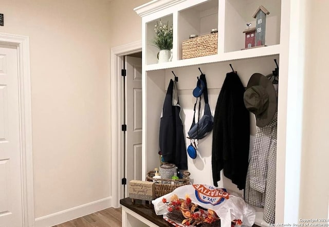 mudroom featuring light hardwood / wood-style flooring