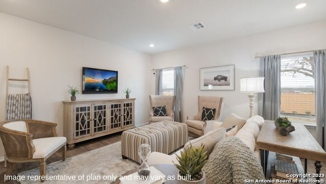 living room featuring light hardwood / wood-style flooring