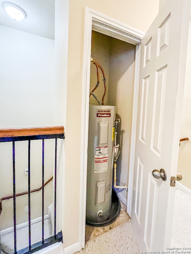 utility room with electric water heater