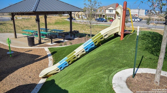 view of playground featuring a gazebo