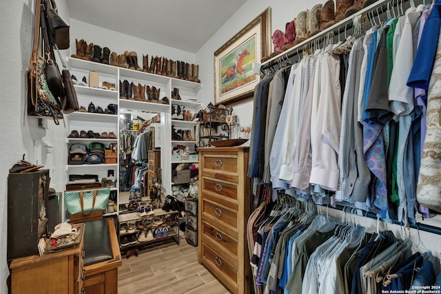 spacious closet with light wood-type flooring