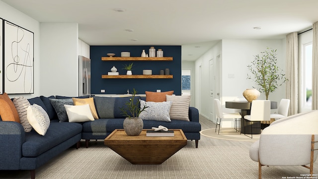 living room featuring light hardwood / wood-style floors