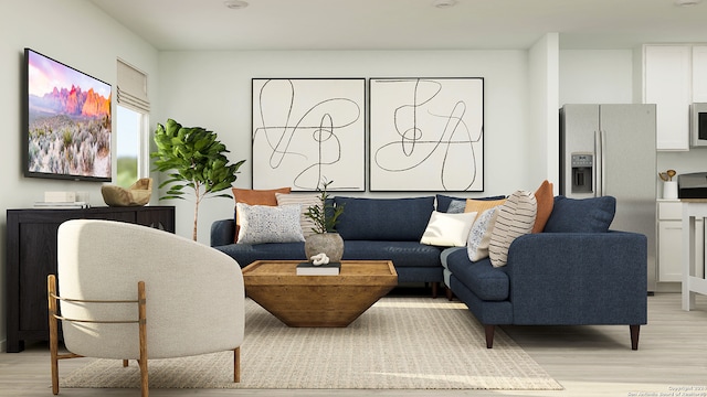 living room with light wood-type flooring