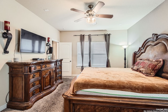 bedroom with carpet flooring and ceiling fan