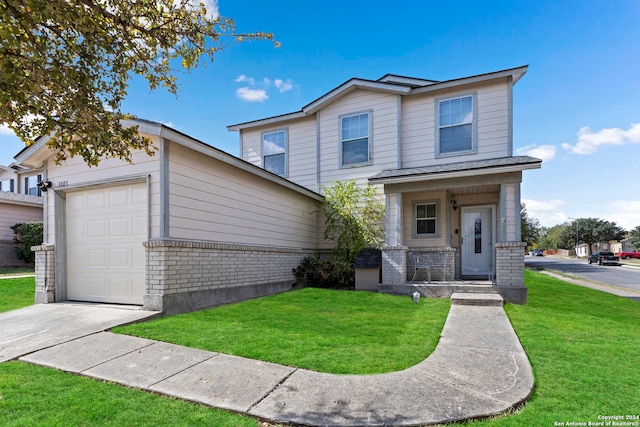 front of property with a garage and a front yard