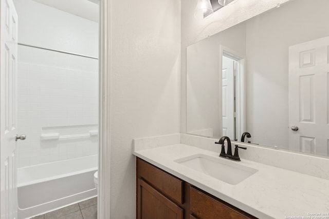 bathroom featuring toilet, vanity, and tile patterned floors