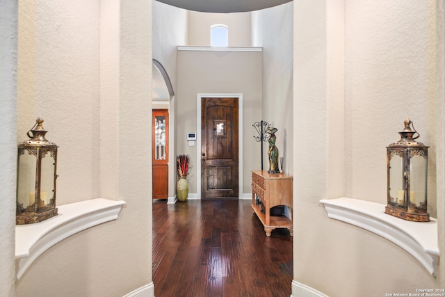 foyer entrance with dark hardwood / wood-style flooring