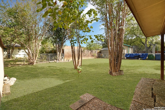 view of yard featuring a trampoline