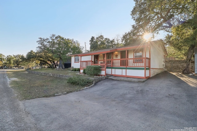 view of single story home