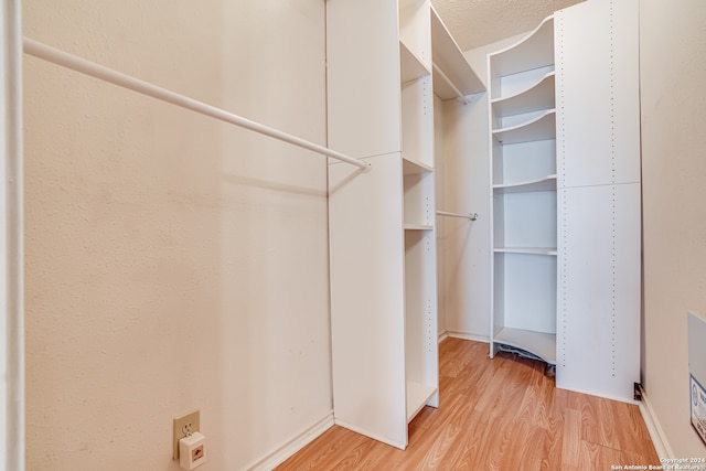 spacious closet featuring light hardwood / wood-style floors