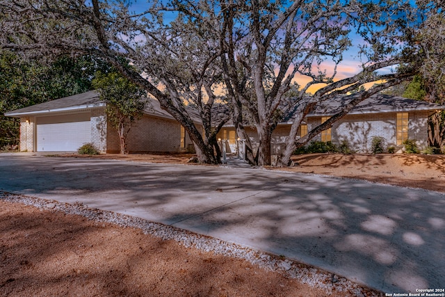 view of front of property with a garage